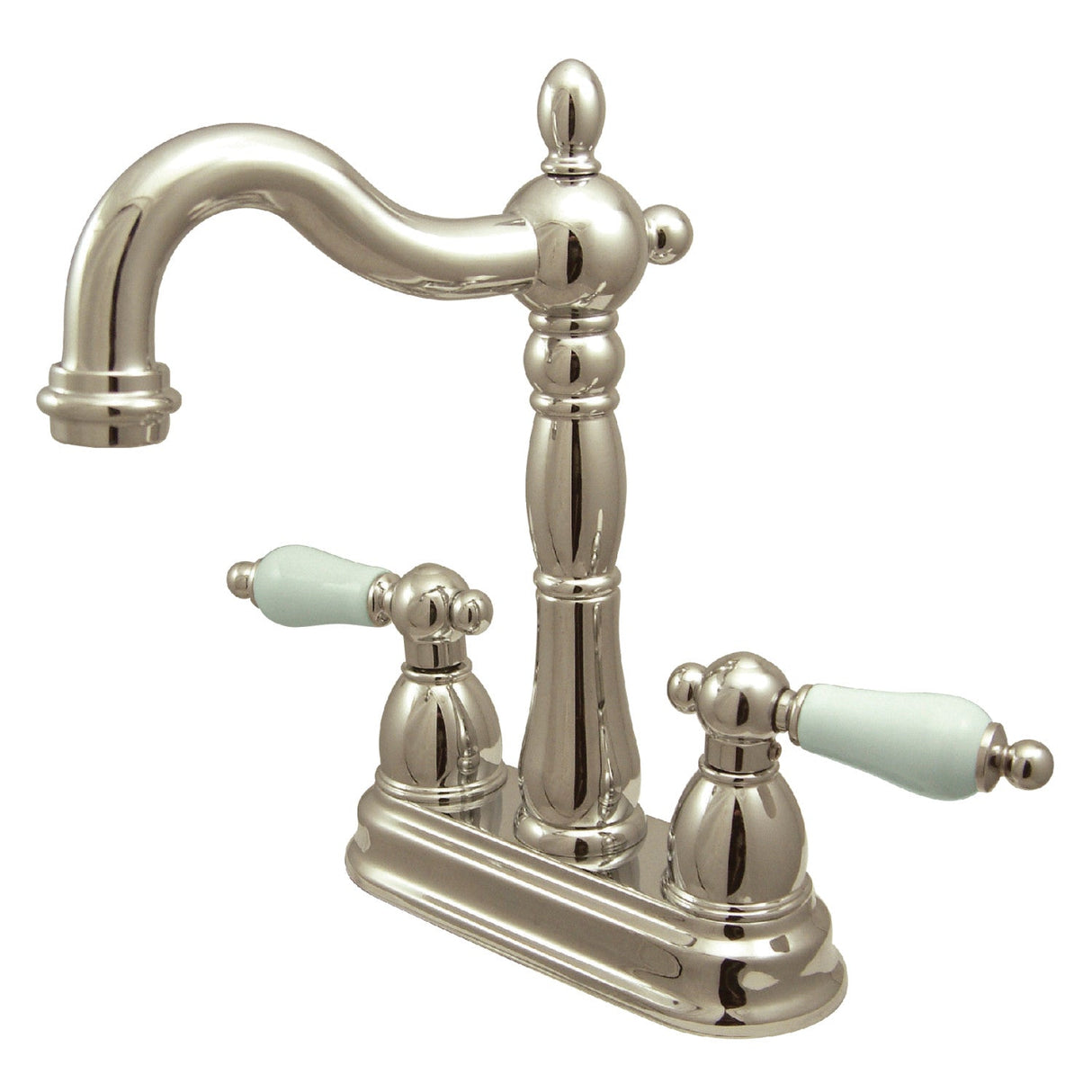 Heritage KB1496PL Two-Handle 2-Hole Deck Mount Bar Faucet, Polished Nickel