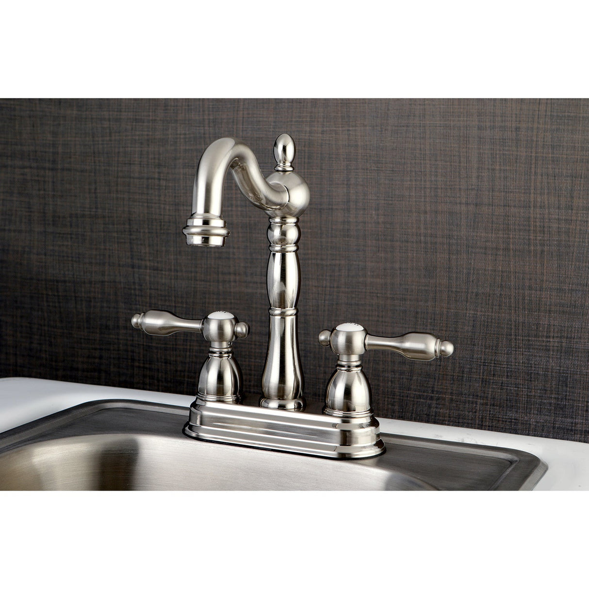 Tudor KB1498TAL Two-Handle 2-Hole Deck Mount Bar Faucet, Brushed Nickel