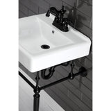 Heritage KB1600AL Two-Handle 3-Hole Deck Mount 4" Centerset Bathroom Faucet with Plastic Pop-Up, Matte Black