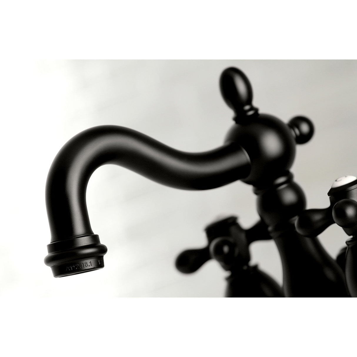 Heritage KB1600AX Two-Handle 3-Hole Deck Mount 4" Centerset Bathroom Faucet with Plastic Pop-Up, Matte Black