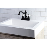 Heritage KB1600PX Two-Handle 3-Hole Deck Mount 4" Centerset Bathroom Faucet with Plastic Pop-Up, Matte Black