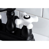 Heritage KB1600PX Two-Handle 3-Hole Deck Mount 4" Centerset Bathroom Faucet with Plastic Pop-Up, Matte Black