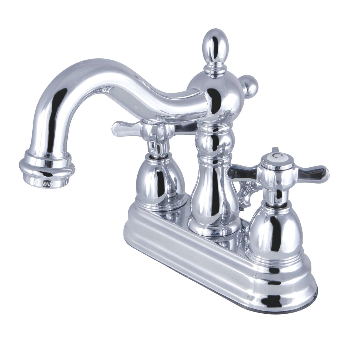 Essex KB1601BEX Two-Handle 3-Hole Deck Mount 4" Centerset Bathroom Faucet with Plastic Pop-Up, Polished Chrome