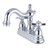 Essex KB1601BEX Two-Handle 3-Hole Deck Mount 4" Centerset Bathroom Faucet with Plastic Pop-Up, Polished Chrome