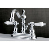 Bel-Air KB1601BPL Two-Handle 3-Hole Deck Mount 4" Centerset Bathroom Faucet with Plastic Pop-Up, Polished Chrome