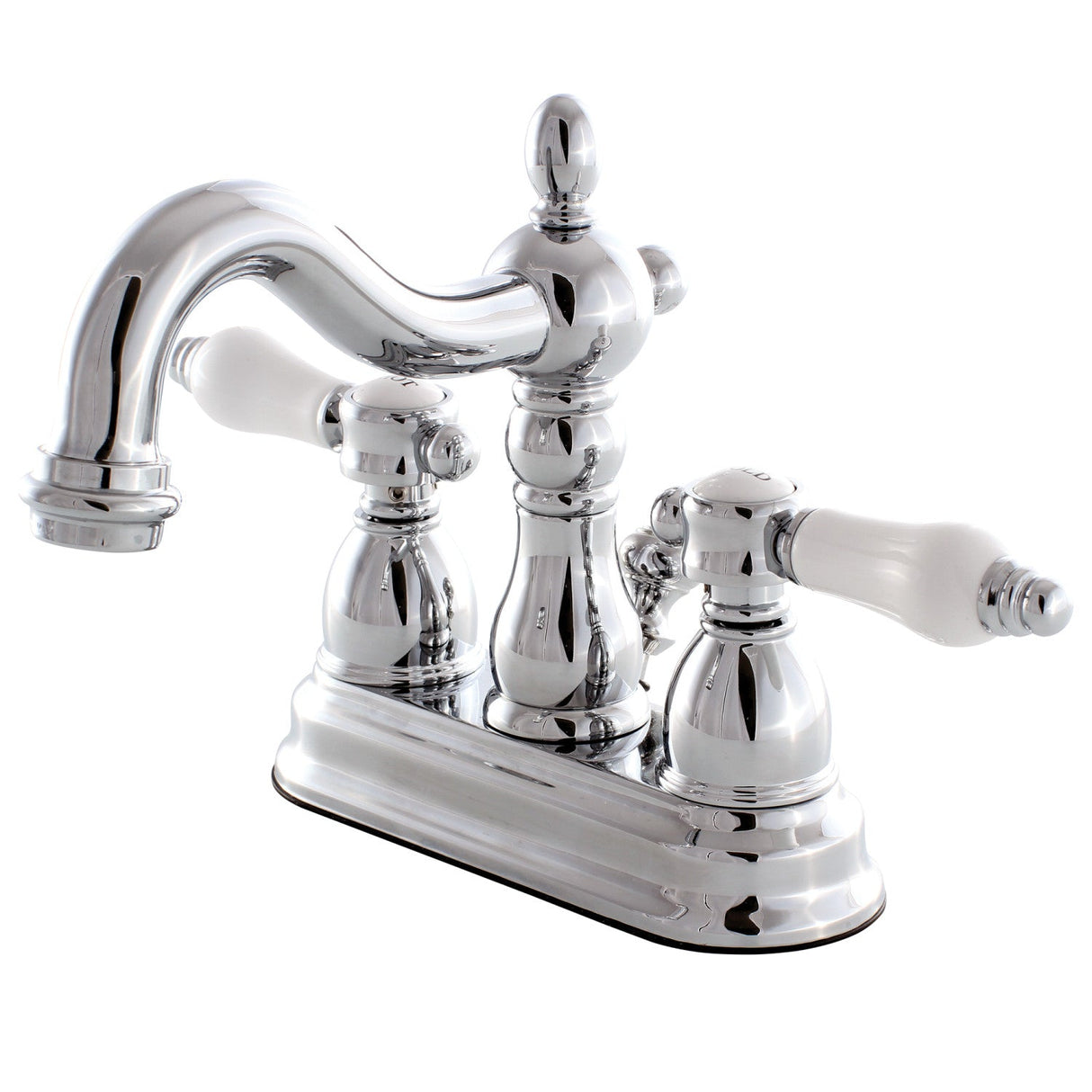 Bel-Air KB1601BPL Two-Handle 3-Hole Deck Mount 4" Centerset Bathroom Faucet with Plastic Pop-Up, Polished Chrome