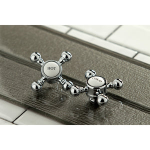 Heritage KB1601BX Two-Handle 3-Hole Deck Mount 4" Centerset Bathroom Faucet with Plastic Pop-Up, Polished Chrome