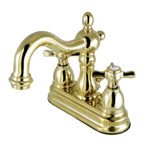 Essex KB1602BEX Two-Handle 3-Hole Deck Mount 4" Centerset Bathroom Faucet with Plastic Pop-Up, Polished Brass