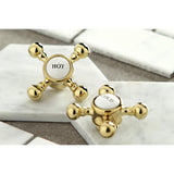 Heritage KB1602BX Two-Handle 3-Hole Deck Mount 4" Centerset Bathroom Faucet with Plastic Pop-Up, Polished Brass