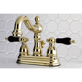 Duchess KB1602PKL Two-Handle 3-Hole Deck Mount 4" Centerset Bathroom Faucet with Plastic Pop-Up, Polished Brass