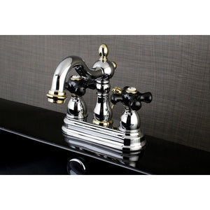 Duchess KB1604PKX Two-Handle 3-Hole Deck Mount 4" Centerset Bathroom Faucet with Plastic Pop-Up, Polished Chrome/Polished Brass