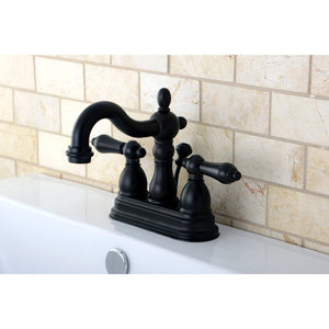 Heritage KB1605AL Two-Handle 3-Hole Deck Mount 4" Centerset Bathroom Faucet with Plastic Pop-Up, Oil Rubbed Bronze