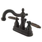Heritage KB1605GL Two-Handle 3-Hole Deck Mount 4" Centerset Bathroom Faucet with Plastic Pop-Up, Oil Rubbed Bronze
