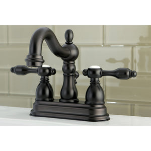 Tudor KB1605TAL Two-Handle 3-Hole Deck Mount 4" Centerset Bathroom Faucet with Plastic Pop-Up, Oil Rubbed Bronze
