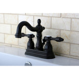 Tudor KB1605TAL Two-Handle 3-Hole Deck Mount 4" Centerset Bathroom Faucet with Plastic Pop-Up, Oil Rubbed Bronze