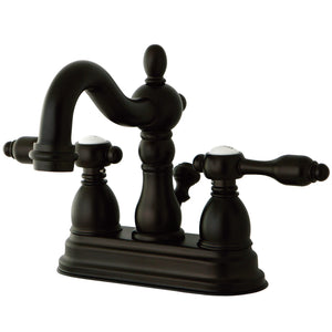 Tudor KB1605TAL Two-Handle 3-Hole Deck Mount 4" Centerset Bathroom Faucet with Plastic Pop-Up, Oil Rubbed Bronze