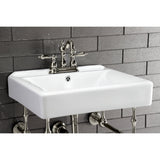 Heritage KB1606AL Two-Handle 3-Hole Deck Mount 4" Centerset Bathroom Faucet with Plastic Pop-Up, Polished Nickel