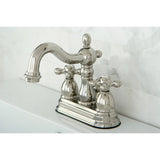 Heritage KB1606AX Two-Handle 3-Hole Deck Mount 4" Centerset Bathroom Faucet with Plastic Pop-Up, Polished Nickel