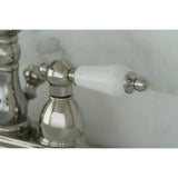 Heritage KB1606PL Two-Handle 3-Hole Deck Mount 4" Centerset Bathroom Faucet with Plastic Pop-Up, Polished Nickel