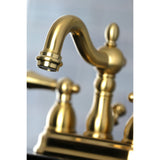 Heritage KB1607AL Two-Handle 3-Hole Deck Mount 4" Centerset Bathroom Faucet with Plastic Pop-Up, Brushed Brass