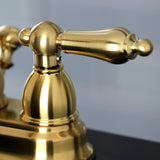 Heritage KB1607AL Two-Handle 3-Hole Deck Mount 4" Centerset Bathroom Faucet with Plastic Pop-Up, Brushed Brass