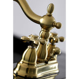 Heritage KB1607AX Two-Handle 3-Hole Deck Mount 4" Centerset Bathroom Faucet with Plastic Pop-Up, Brushed Brass