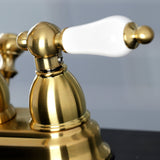 Heritage KB1607PL Two-Handle 3-Hole Deck Mount 4" Centerset Bathroom Faucet with Plastic Pop-Up, Brushed Brass