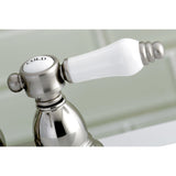 Bel-Air KB1608BPL Two-Handle 3-Hole Deck Mount 4" Centerset Bathroom Faucet with Plastic Pop-Up, Brushed Nickel