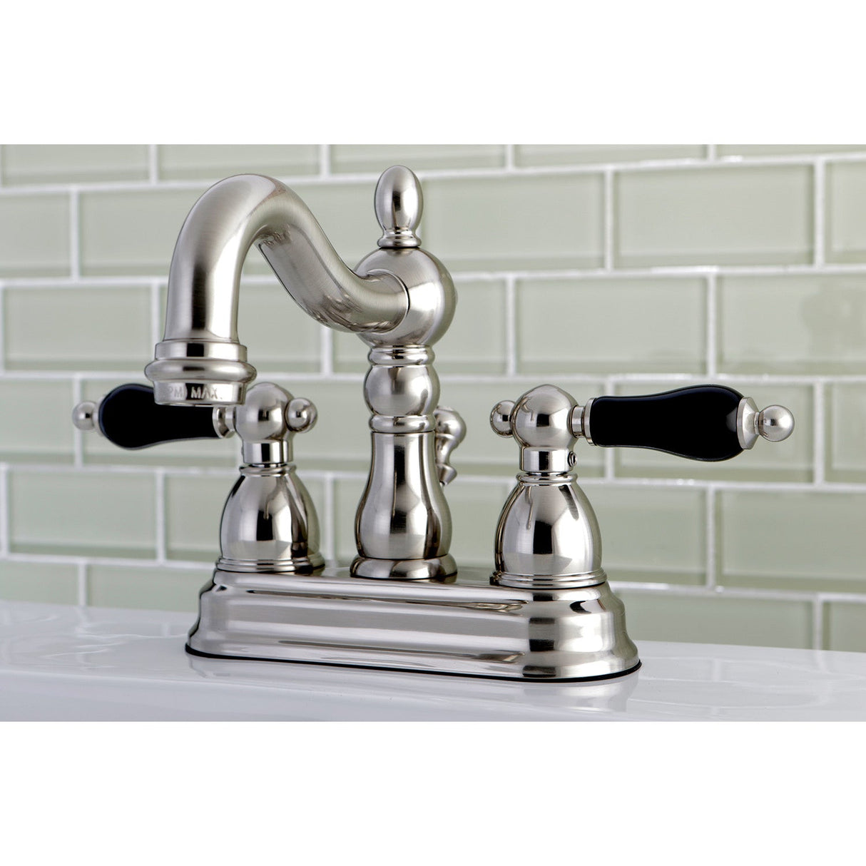 Duchess KB1608PKL Two-Handle 3-Hole Deck Mount 4" Centerset Bathroom Faucet with Plastic Pop-Up, Brushed Nickel