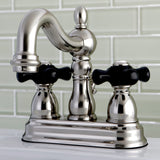 Duchess KB1608PKX Two-Handle 3-Hole Deck Mount 4" Centerset Bathroom Faucet with Plastic Pop-Up, Brushed Nickel