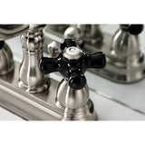 Duchess KB1608PKX Two-Handle 3-Hole Deck Mount 4" Centerset Bathroom Faucet with Plastic Pop-Up, Brushed Nickel