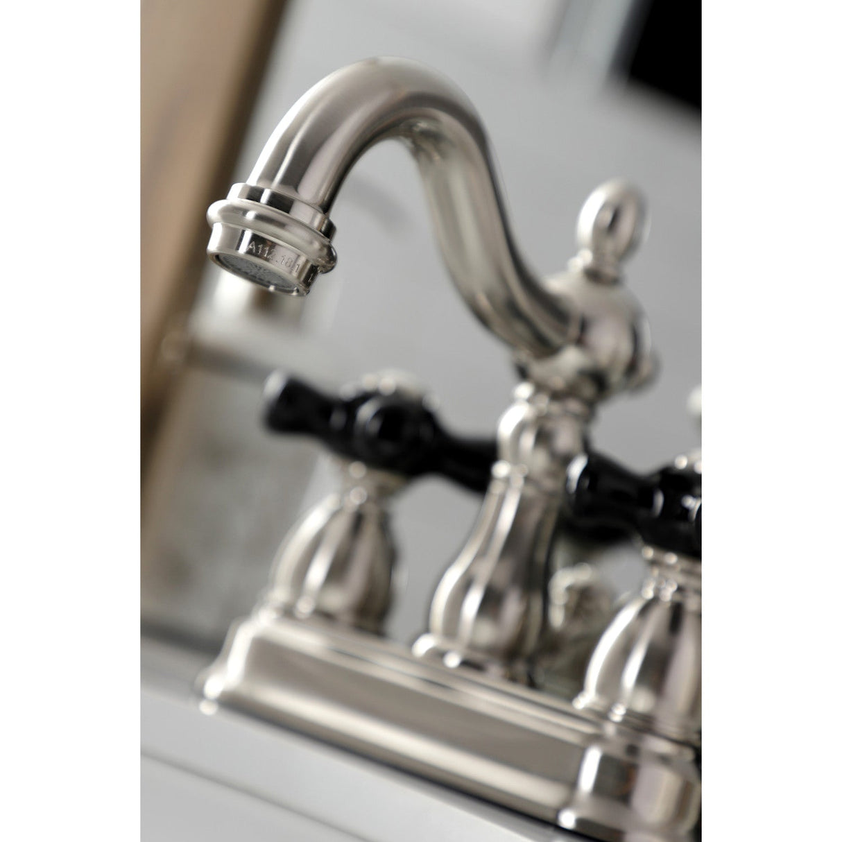 Duchess KB1608PKX Two-Handle 3-Hole Deck Mount 4" Centerset Bathroom Faucet with Plastic Pop-Up, Brushed Nickel