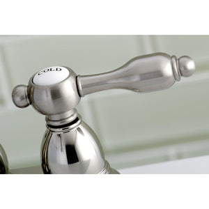 Tudor KB1608TAL Two-Handle 3-Hole Deck Mount 4" Centerset Bathroom Faucet with Plastic Pop-Up, Brushed Nickel