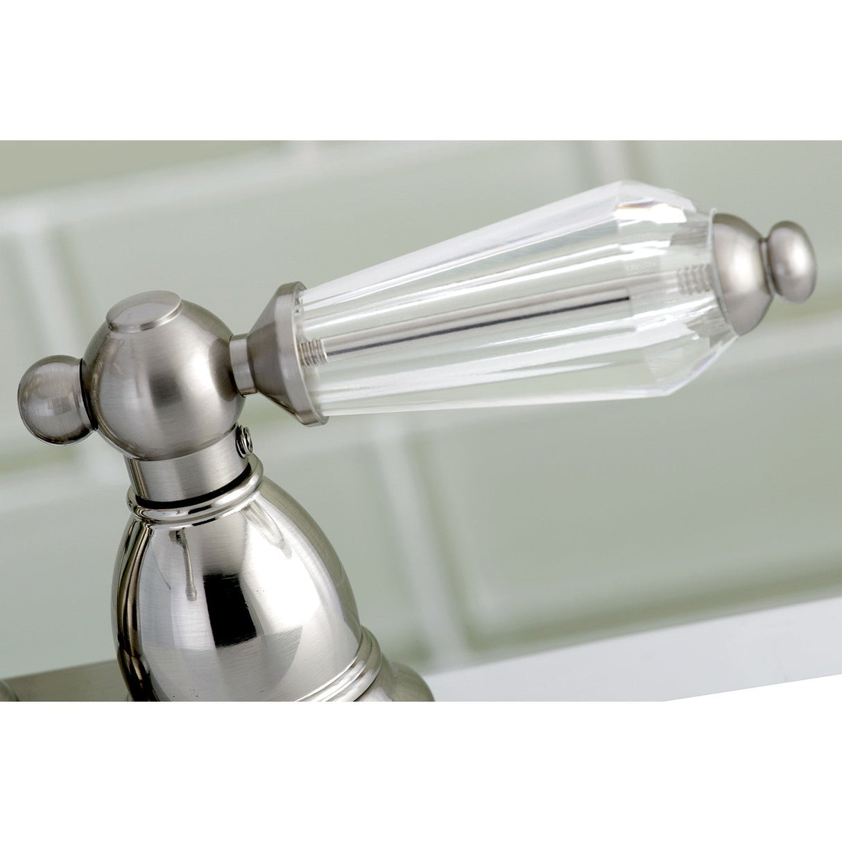 Wilshire KB1608WLL Two-Handle 3-Hole Deck Mount 4" Centerset Bathroom Faucet with Plastic Pop-Up, Brushed Nickel