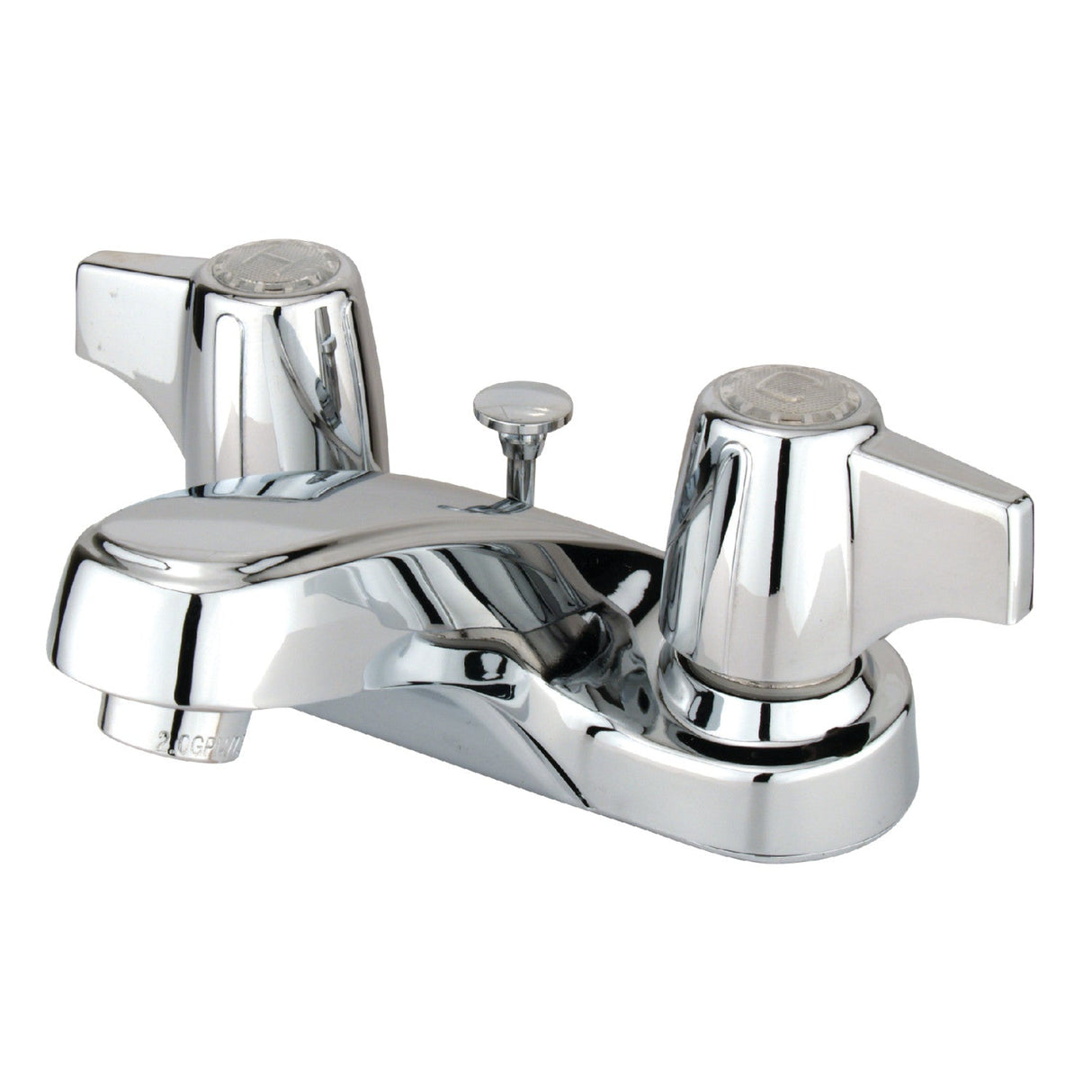 Americana KB160B Two-Handle 3-Hole Deck Mount 4" Centerset Bathroom Faucet with Brass Pop-Up, Polished Chrome