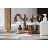 Heritage KB160PXAC Two-Handle 3-Hole Deck Mount 4" Centerset Bathroom Faucet with Plastic Pop-Up, Antique Copper