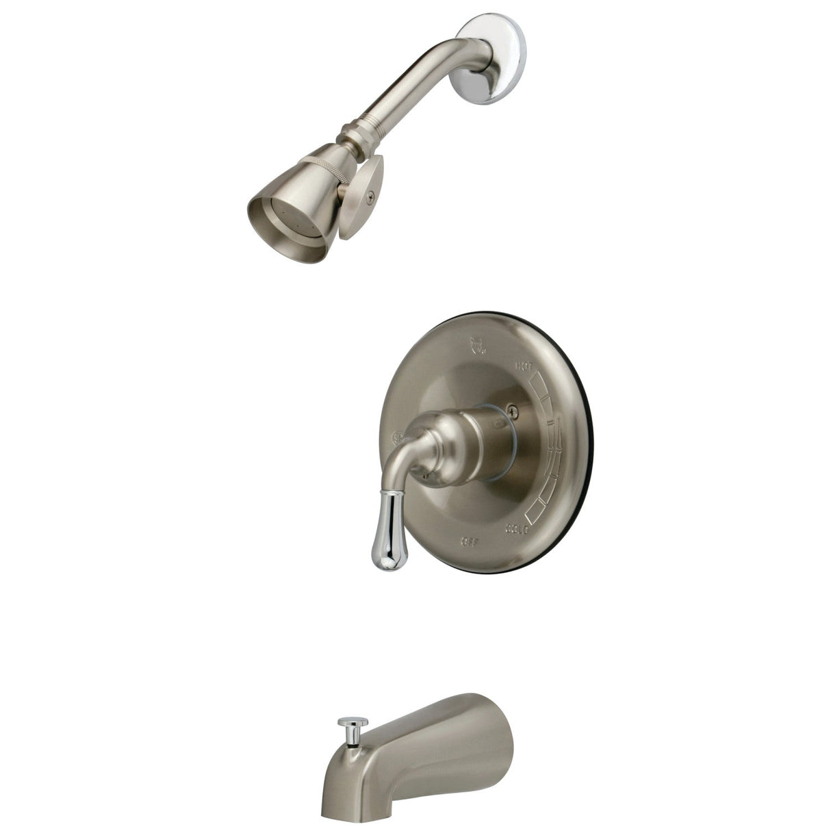 Magellan KB1637T Single-Handle 3-Hole Wall Mount Tub and Shower Faucet Trim Only, Brushed Nickel/Polished Chrome