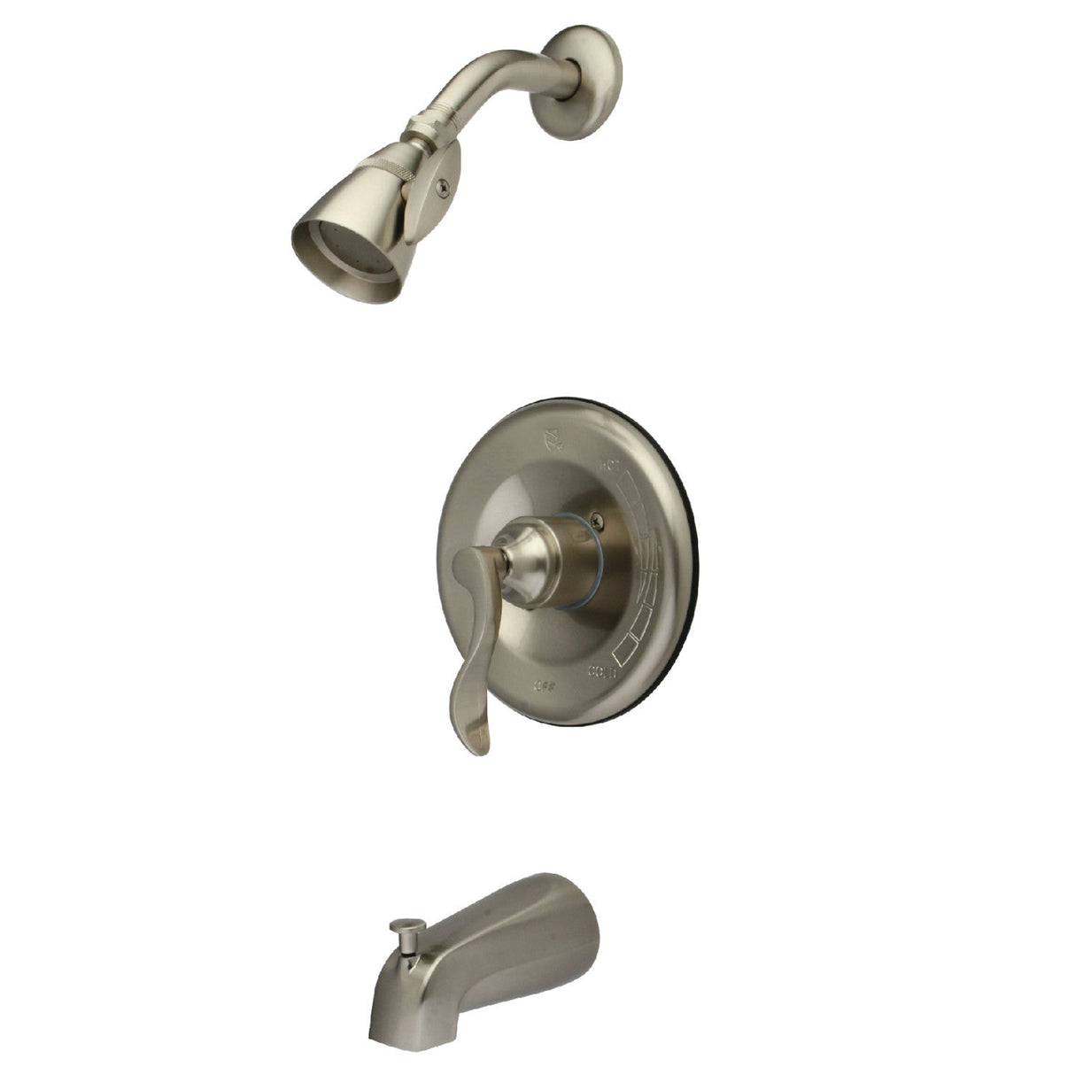 NuFrench KB1638DFL Single-Handle 3-Hole Wall Mount Tub and Shower Faucet, Brushed Nickel
