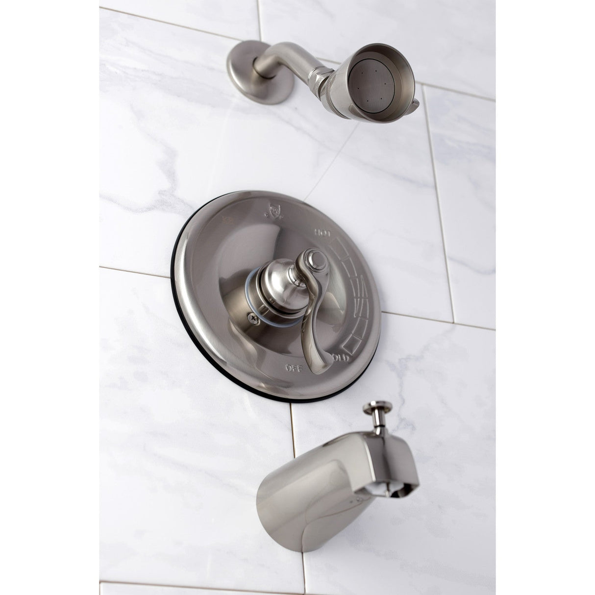 KB1638FL Single-Handle 3-Hole Wall Mount Tub and Shower Faucet, Brushed Nickel