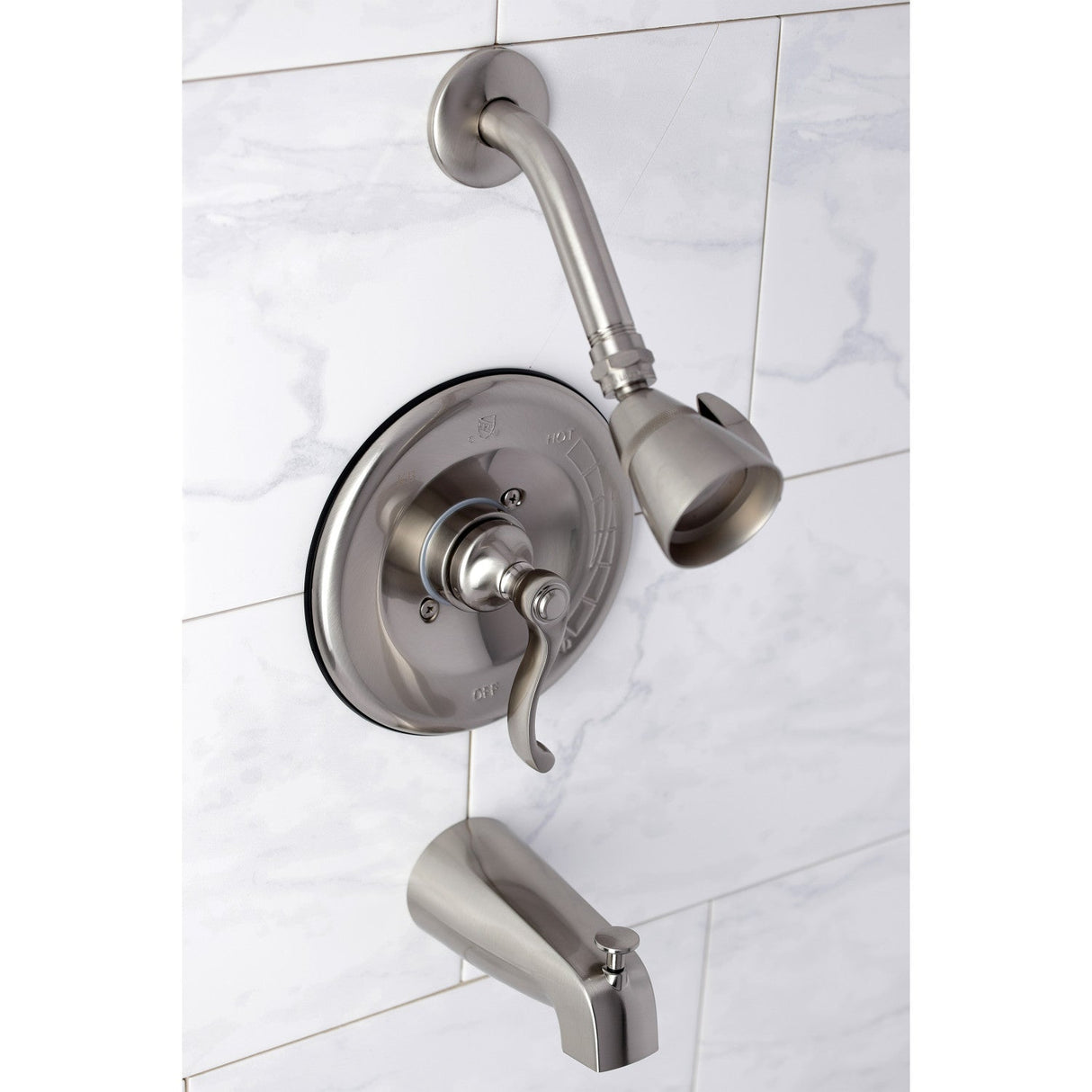 KB1638FL Single-Handle 3-Hole Wall Mount Tub and Shower Faucet, Brushed Nickel