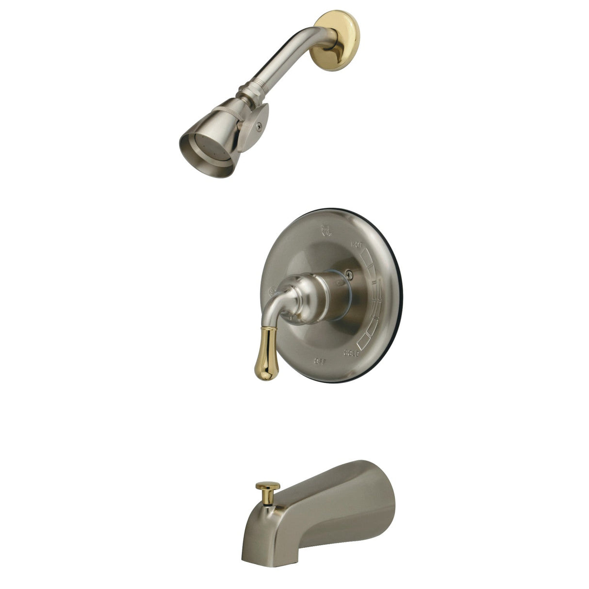 Magellan KB1639T Single-Handle 3-Hole Wall Mount Tub and Shower Faucet Trim Only, Brushed Nickel/Polished Brass