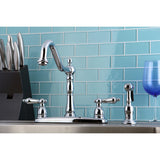 Heritage KB1751ALBS Two-Handle 4-Hole Deck Mount 8" Centerset Kitchen Faucet with Side Sprayer, Polished Chrome