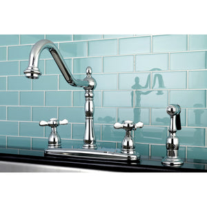 Essex KB1751BEXBS Two-Handle 4-Hole Deck Mount 8" Centerset Kitchen Faucet with Side Sprayer, Polished Chrome