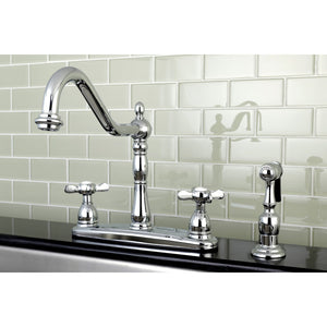 Essex KB1751BEXBS Two-Handle 4-Hole Deck Mount 8" Centerset Kitchen Faucet with Side Sprayer, Polished Chrome