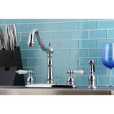 Heritage KB1751PLBS Two-Handle 4-Hole Deck Mount 8" Centerset Kitchen Faucet with Side Sprayer, Polished Chrome