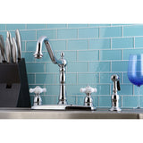 Heritage KB1751PXBS Two-Handle 4-Hole Deck Mount 8" Centerset Kitchen Faucet with Side Sprayer, Polished Chrome