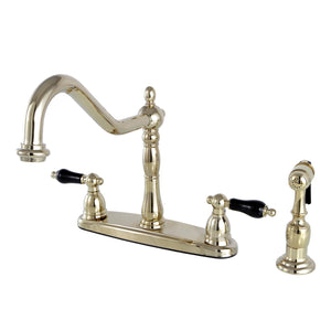 Duchess KB1752PKLBS Two-Handle 4-Hole Deck Mount 8" Centerset Kitchen Faucet with Side Sprayer, Polished Brass