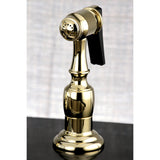 Wilshire KB1752WLLBS Two-Handle 4-Hole Deck Mount 8" Centerset Kitchen Faucet with Side Sprayer, Polished Brass