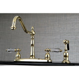 Wilshire KB1752WLLBS Two-Handle 4-Hole Deck Mount 8" Centerset Kitchen Faucet with Side Sprayer, Polished Brass
