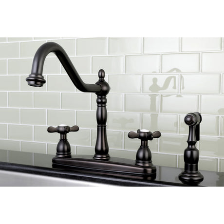 Essex KB1755BEXBS Two-Handle 4-Hole Deck Mount 8" Centerset Kitchen Faucet with Side Sprayer, Oil Rubbed Bronze
